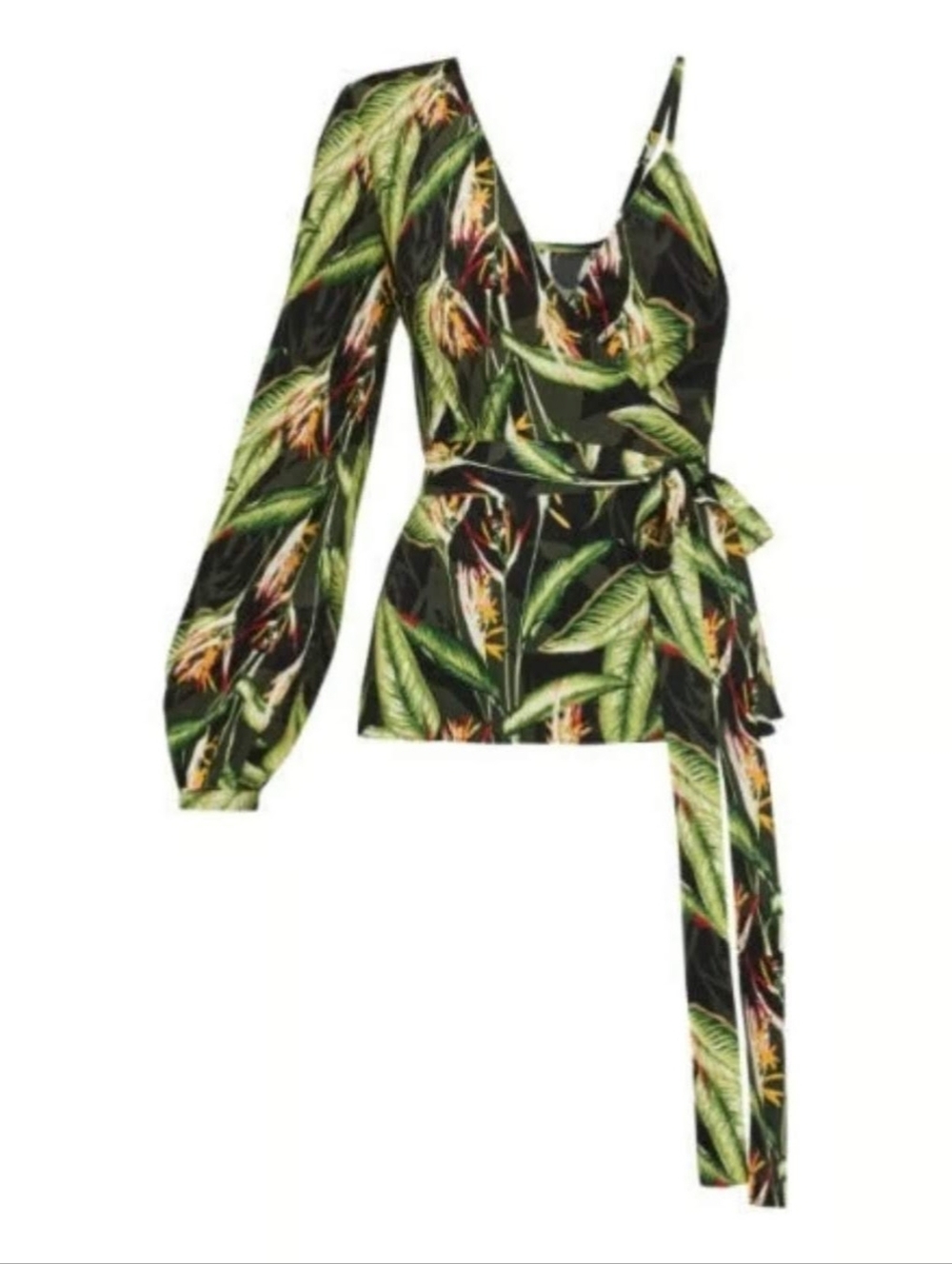 NWOT! BCBG Summer Resort Rayon V-Neck Floral Women's Exotic Floral Wrap Top XXS